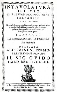 Intavolaturo di Liuto title page, 1639.